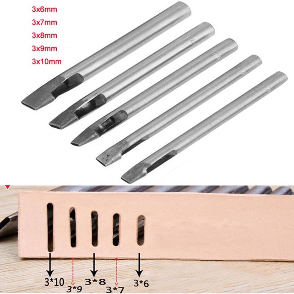 2 Punzoni Per Pelle 3mm - Acciaio Carbonio, Per Forare Cinture, Cuoio, Tessuto