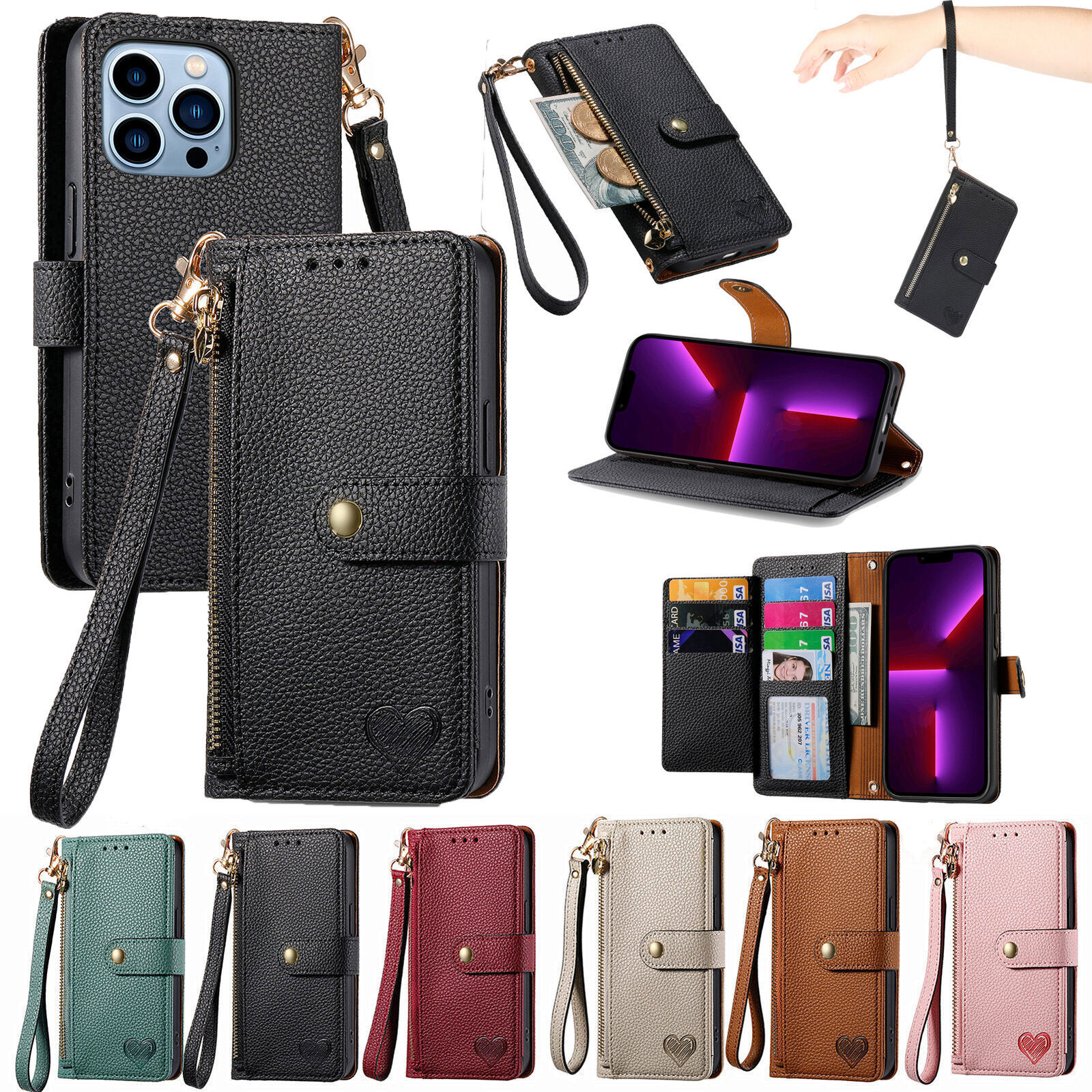For Motorola E20 E30 E40 Edge 30 Ultra G31 G51 Leather Wallet Phone Case Strap