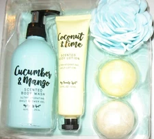 5 PC - SCENTED BODY CARE SET - COCONUT & LIME - CUCUMBER & MANGO 
