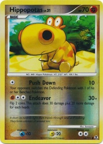 Pokémon TCG - Hippopotas - 64/111 - Reverse Holo - Rising Rivals [Light Play]