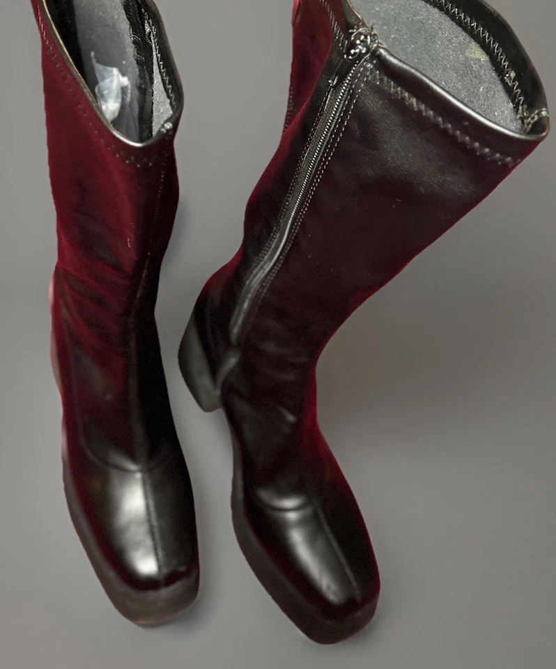 Wild Diva Platform Boots Black Faux Leather Goth Grunge Sz 8 Y2K 4” Chunky Heel - Image 3 of 4