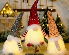 3pc LED Lighted Christmas Gnome Elf Doll Figurine Holiday Decor