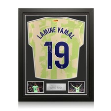 Lamine Yamal Signed 2024-25 Barcelona Third Football Jersey. Standard Frame