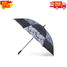 Totes Recycled Vented Auto Open Golf Rain Umbrella with SunGuard Camo Gray Black