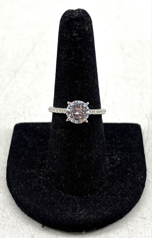 925 Sterling Silver Cz Cocktail Rhodium Plated Ring Size 7.5 3.4g