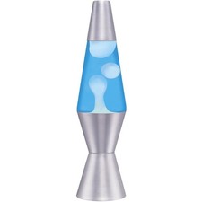 Lava Lite 1953 11.5-inch Accent Lava Lamp With Silver Base, White Wax/blue Liqui