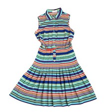 Calvin Klein Sleeveless Striped Fit 'N Flare Pleated Shirt Dress Size 4