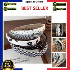 Polka Dot Floral Print Headbands for Women Sweet Plaid Hair Hoop Accessories