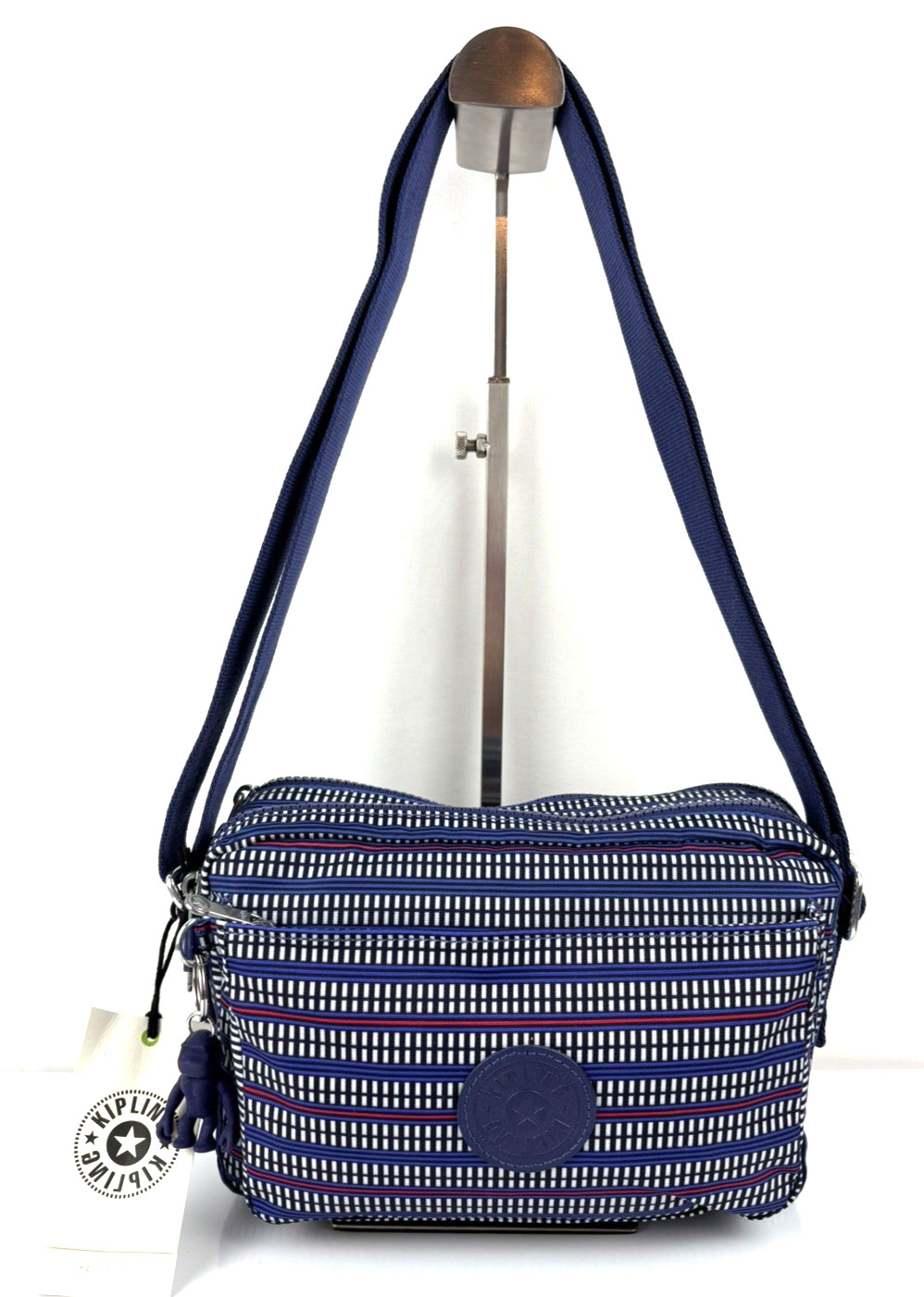 Borsa a tracolla/tracolla Kipling 'Abanu' - Blu Geo - Nuova con etichette