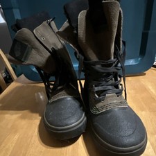 VANS Botas de Nieve de Cuero Marrón Negro Con Cordones Para Hombre Media Pantorrilla Punta Redonda EE. UU. 10