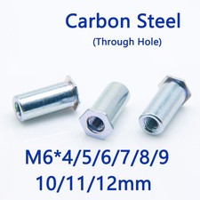 Press Fit Standoff Through Hole Stud M6, Carbon Steel Blue Zinc Plated 4-12mm