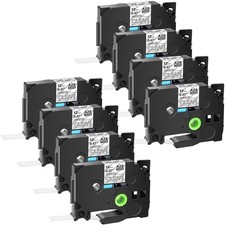 8PK TZe-135 TZ135 0.47'' Label Tape White on Clear for Brother PT-E800W PT-E500W