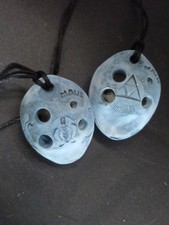 2 Vintage Maui Clay Flute Whistle Necklace Ocarina Hand Crafted SETof 2