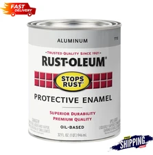 Rust-Oleum 7715502 Stops Rust Gloss Brush on Enamel Paint Quart, Metallic Alumin