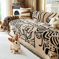 Funda Sofá para Perros Lavable Sofá Muebles Protector 71"x118" Café Abstracto