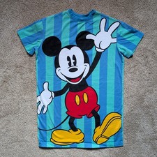 Disney Mickey Co Size Medium Night Sleep Shirt Striped VTG Mickey