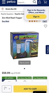 Zoo Med Repti Fogger Terrarium Humidifier 1L Adjustable Fogger w/ Box