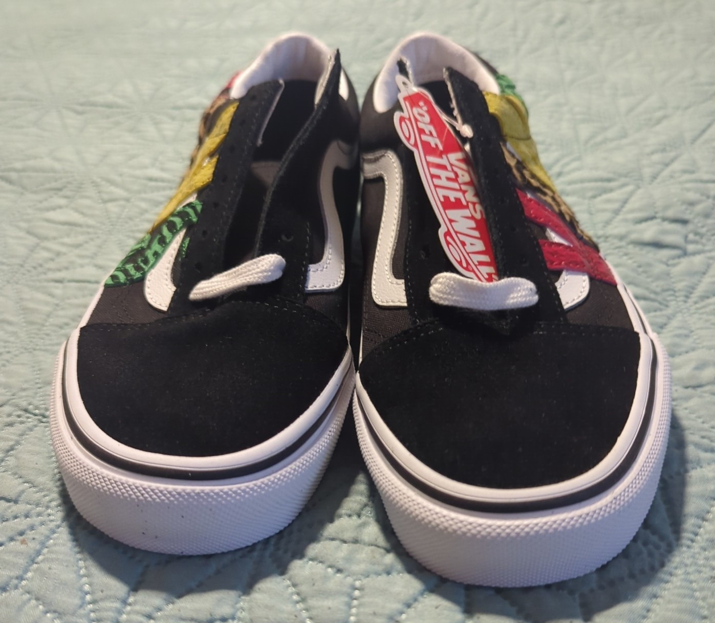 VANS Old Skool Rasta Animal Print Zebra Leopard Script Canvas Suede Shoes Sz 6.5 thumbnail 6