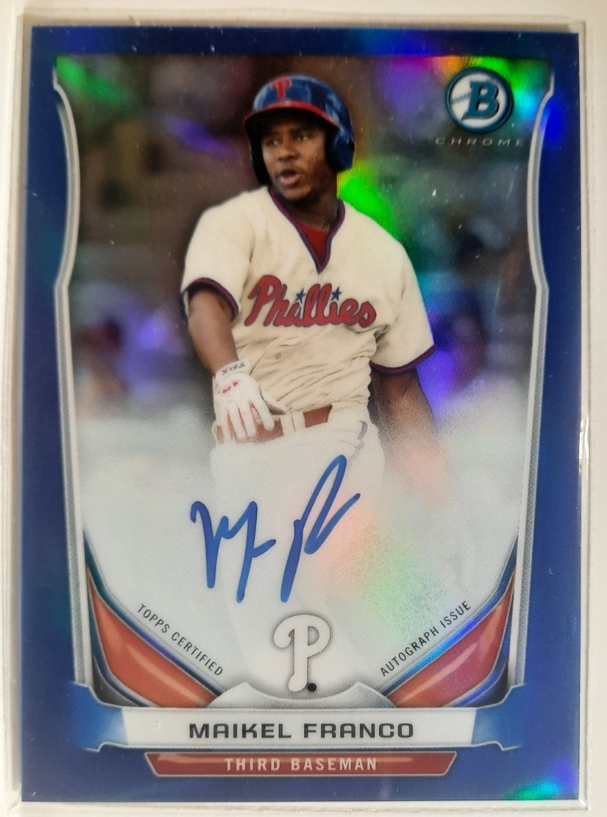 2014 Bowman Chrome Prospect Autographs Refractor BLUE Franco #BCAP-MF SN140/150