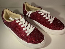 Betsey Johnson SB-Sidny Women's Sneakers Red Rhinestone Snug Size 8M w/box