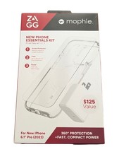 R5-N Zagg mophie Essentials Kit Case/Wall Adaptor/Screen-Protector Iphone 15 Pro
