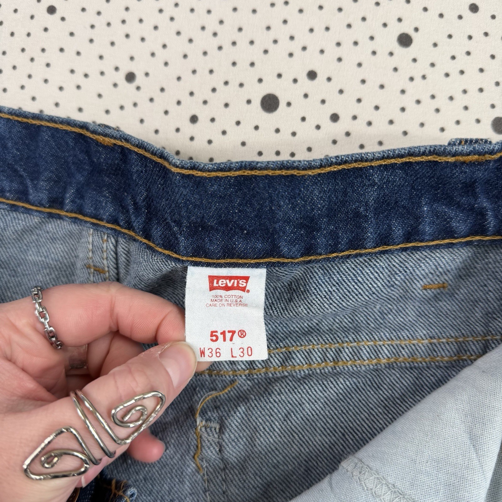 Vintage 1995 Levis 517 Bootcut Jeans Mens 36x30 (33x28) Orange Tab Denim Western thumbnail 5