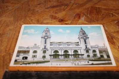 Postcard-B-Union Station, Worcester, Mass.-White Border-Posted
