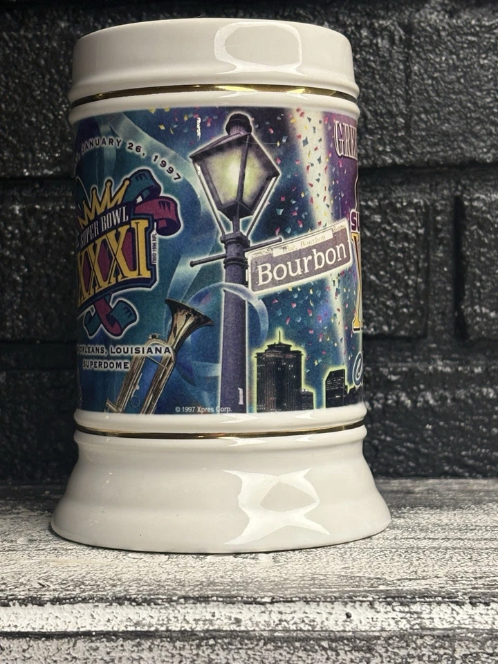 Taza Stein Bourbon St Vintage NFL Green Bay Packers Super Bowl XXXI Foto 2 de 4