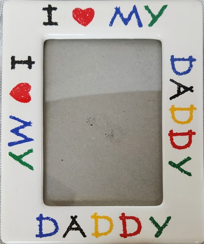 Vintage I Love My Daddy Crayon Look Ceramic Picture Frame 4 X 6Photo Colorful