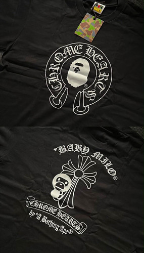 A Bathing Ape BAPE Men's Black/White Double-Sided Logo Tee Shirt M