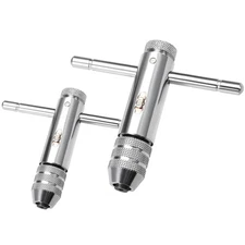 T-Handle Ratchet Tap Wrenches Set of 2pcs with Hardened Tempered Steel Jaws,
