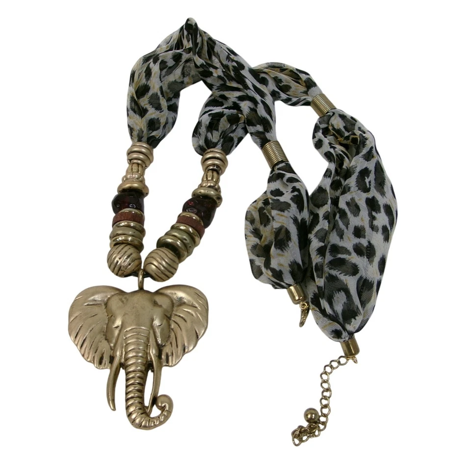Collar Bufanda Colgante Elefante Dorado Declaración Boho Chic Inspirado en Safari Africano Foto 3 de 3