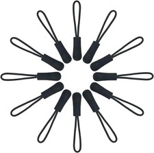 20 Pcs Nylon Cord Extension Zipper Tab Tags for Backpacks, Luggage, Black