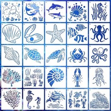 6 Inch Sea Life Stencils Reusable Ocean Stencils for Painting on Wood, 25 Pie...