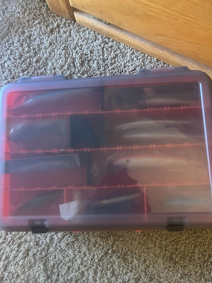 Caja de aparejos de pesca de doble capa divisores ajustables, mango + 23 señuelos diferentes Foto 2 de 4