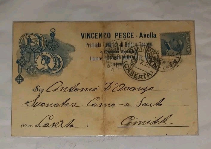 1922 vincenzo pesce -avella premiata fabbrica di dolci e torroni pubblicitaria