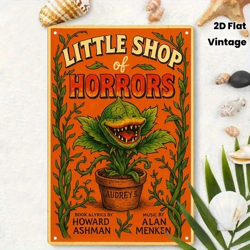 2D, Vintage Little Shop of Horrors Movie-Themed Tin Metal Signs Home Décor 8x12