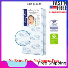 Dream on Me Twinkle 5" 88 Coil Crib  Toddler Mattress, Blue Clouds, NEW USA