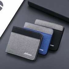 Men Fashion Canvas Wallet Short Purse Credit Card Case Bag Black/blue/gray Card