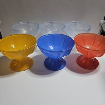 Vintage MCM 1960s 3 Luminarc 3 Arcoroc French Retro Footed Dessert Cups 