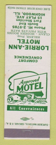 Streichholzbuchhülle - Lorrie Ann Motel Highwood IL