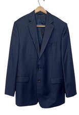 Lauren Ralph Lauren Sport Coat Mens 42L Glen Check Two Button Blazer Navy Wool