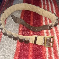 Vintage Leather on canvas shotgun cartridge belt 33 -39 inch