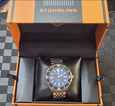 Stuhrling 1006 03 Automatik Super Luminova Radiance Date Blau Herrenuhr