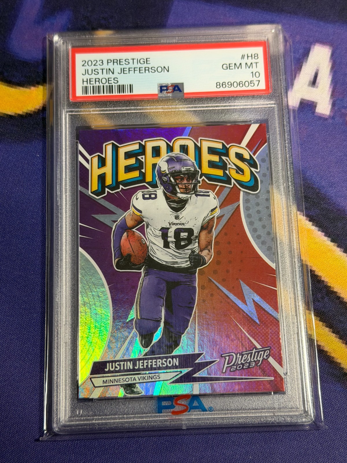 2023 Panini Prestige - Heroes Justin Jefferson #H8 Case Hit PSA 10