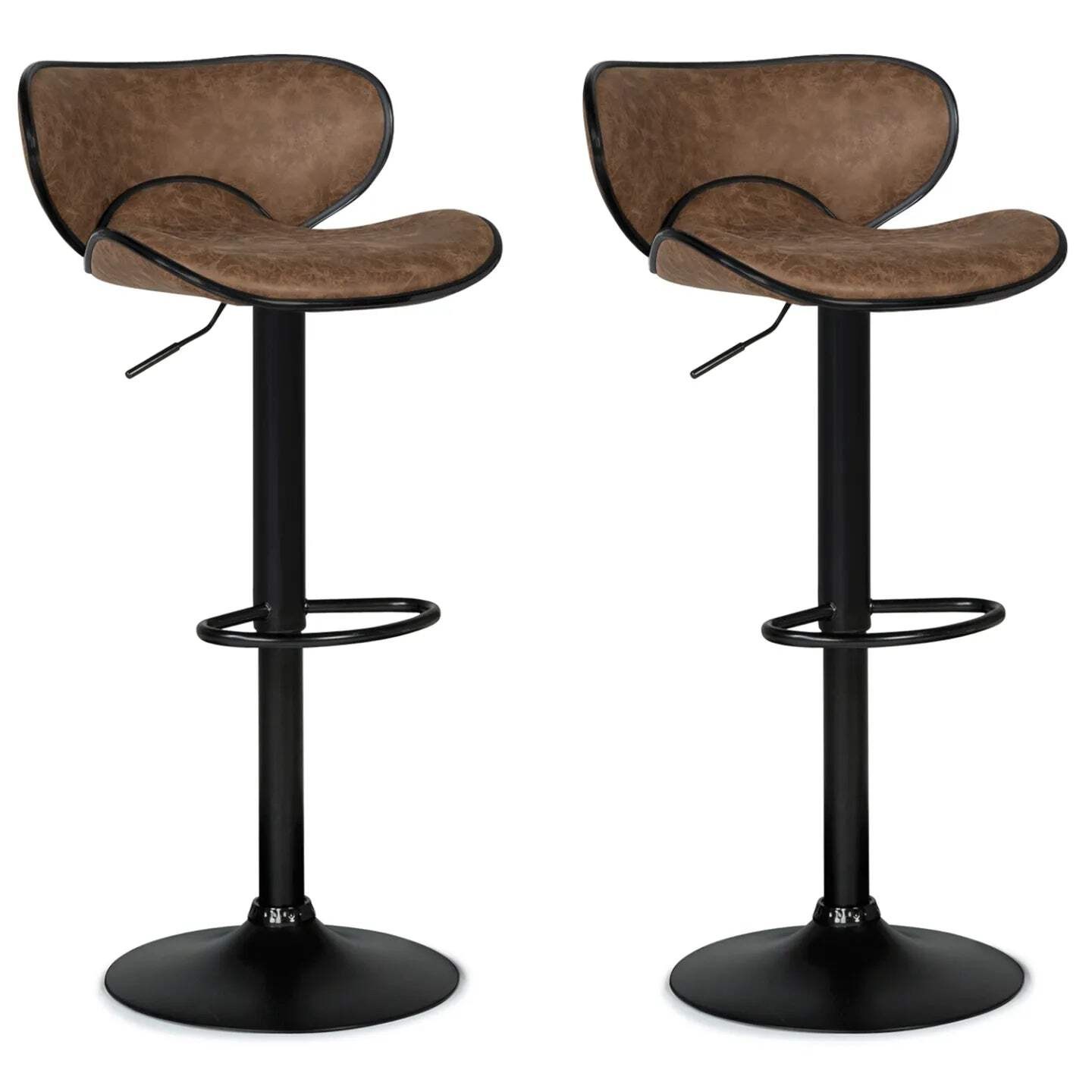 Tabouret de bar vintage marron réglable en hauteur lot de 2 pour cuisine