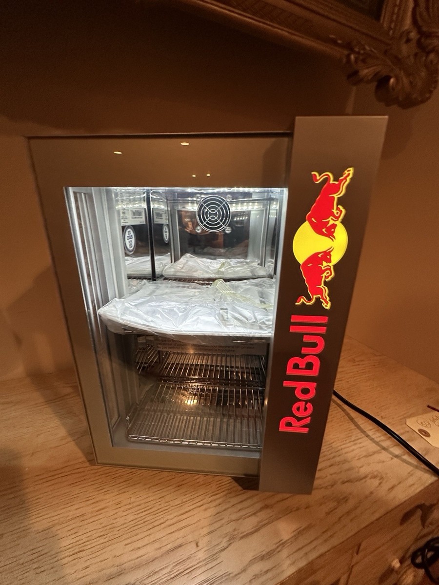Red Bull RB-B Mini Fridge Silver Glass Door Adjustable Shelves