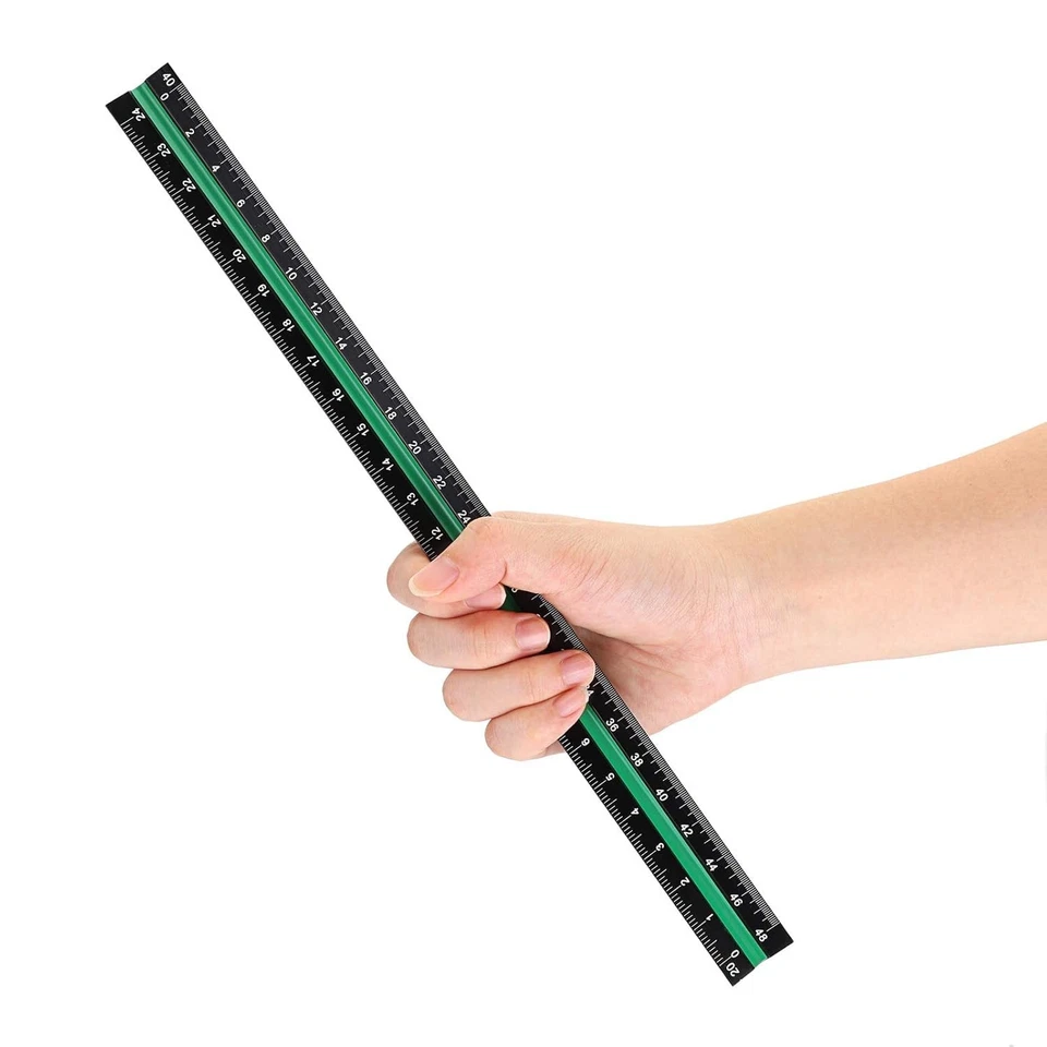 OwnMy 3 Pack 12 Inch Solid Aluminum Triangular Architect Scale Ruler Set, 3-Colo - Image 2 of 4