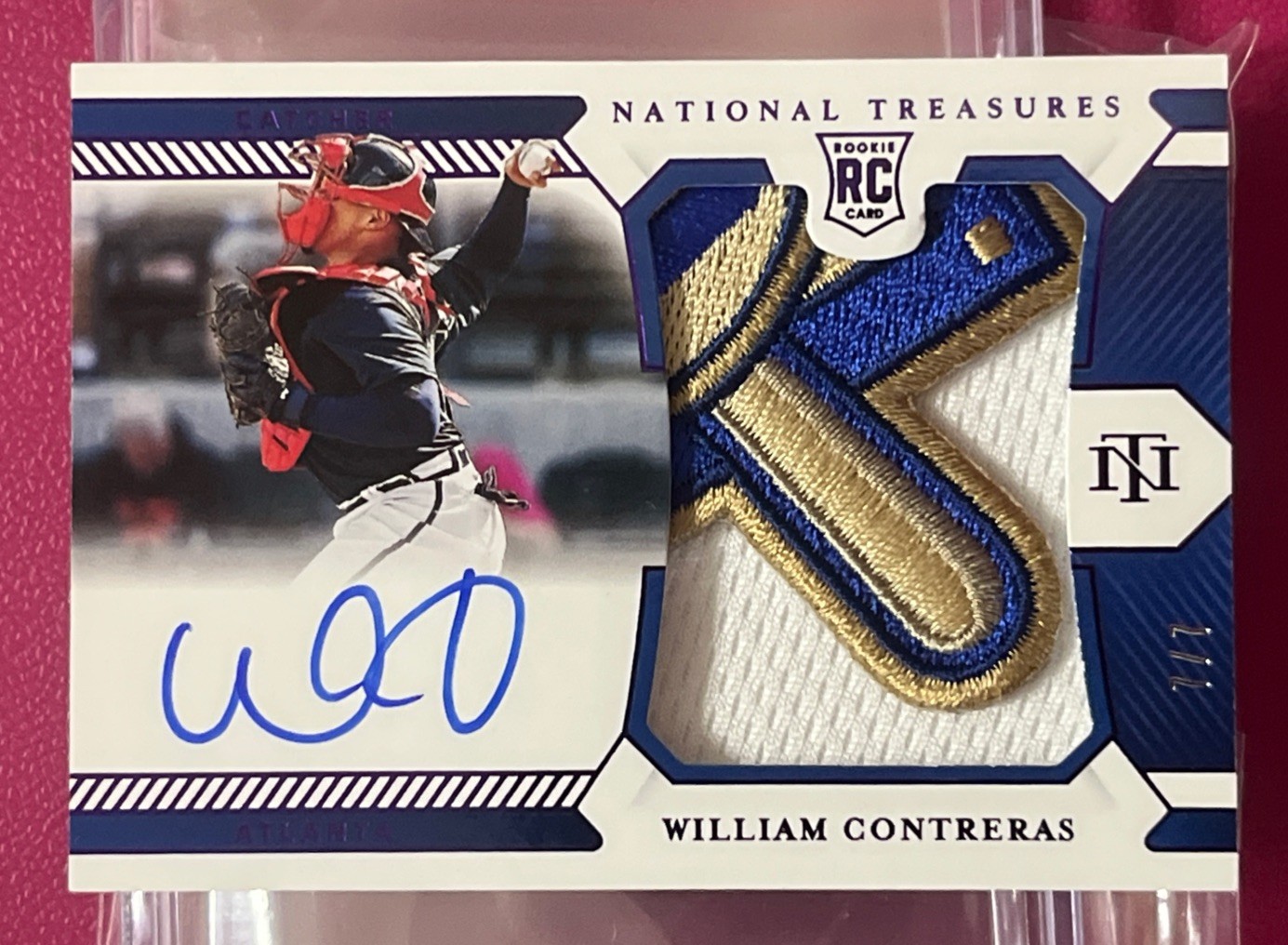 2021 National Treasures William Contreras Rc Auto Beautiful Patch #7/7 Bookend