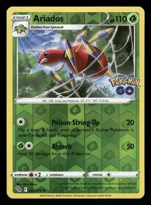 Ariados 007/078 NM Uncommon Reverse Holo Pokemon GO 2022 Pokemon TCG